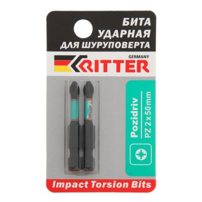 Бита Ritter Impact PS20112057, Torsion, намагниченная, сталь S2, PZ2 х 50 мм, по 2 шт..