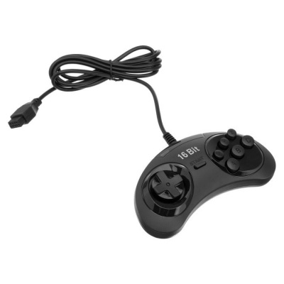Геймпад для Sega 16-bit, 6 кнопок, черный