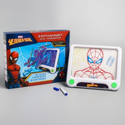3D-планшет для рисования «Человек-паук», неоновые маркеры, световые эффекты, с карточками