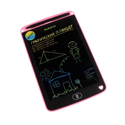 Графический планшет для рисования и заметок LCD Maxvi MGT-01С, 8.5”, цветной дисплей, розовы