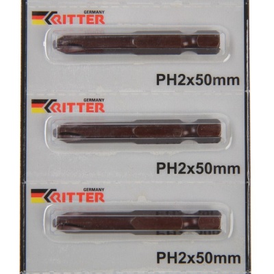 Бита Ritter "JapanSteel" PS20162050, PH2 х 50 мм, намагниченная, сталь K5, защитное покрытие