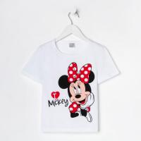 Футболка "Minnie 2", Минни Маус, р. 32, рост 110-116 см, белый