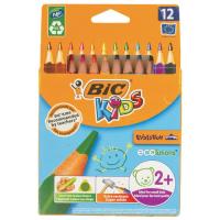 Карандаши 12 цветов, детские, утолщенные, трёхгранные, BIC Kids Evolution Triangle, пластиковые, премиум, картонная упаковка