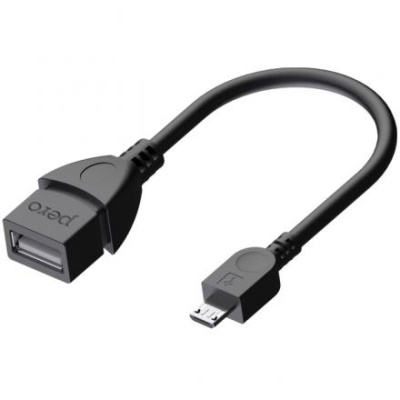 Адаптер OTG PERO AD03, microUSB - USB, 10 см, черный