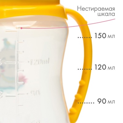 Бутылочка для кормления «ТРЕНД. Лама» 150 мл приталенная, с ручками, цвет бирюзовый