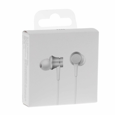 Наушники Xiaomi Mi In-Ear Basic ZBW4355TY, вакуумные, микрофон, 93дБ, 3.5мм,1.25м,серебряные