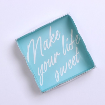 Коробка для кондитерских изделий с PVC крышкой «Make your life sweet», 10,5 × 10,5 × 3 см