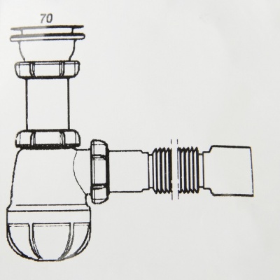 Сифон малый Aquant, 1 1/2", с гибкой трубой 40х40/50 мм