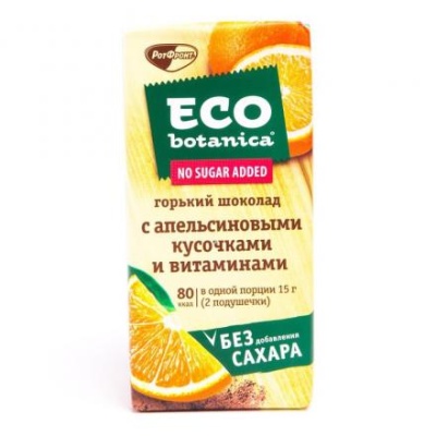 ШОКОЛАД Eco botanica Горький шок с апельсин кусоч и витаминами 90 г