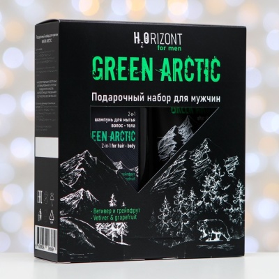 Подарочный набор H2ORIZONT Green arctic: 2 в 1 шампунь, 500 мл + бальзам после бритья, 150 мл