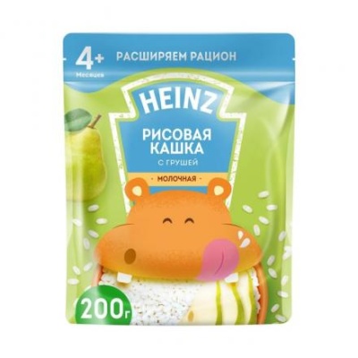 Каша молочная рисовая HEINZ груша 200г