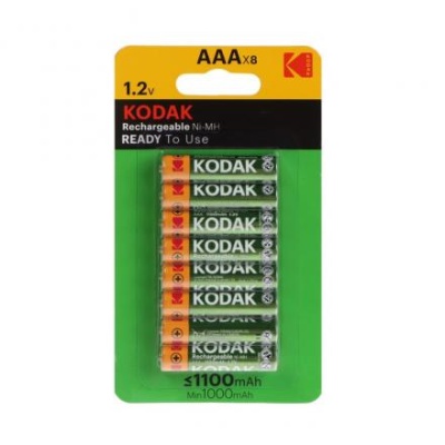 Аккумулятор Kodak, Ni-Mh, AAA, HR03-8BL, 1.2В, 1100 мАч, блистер, 8 шт.