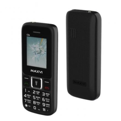 Сотовый телефон Maxvi C3n, 1.77", microSD, 2 sim, FM, фонарик, 800 мАч, черный