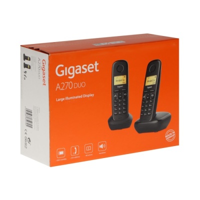 Радиотелефон DECT Gigaset A270 DUO, АОН, спикерфон, 80 контактов, подсветка кнопок, 2 трубки