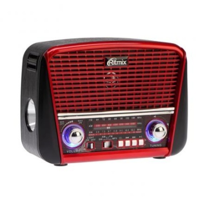 Радиоприемник Ritmix RPR-050 RED, функция MP3-плеера, фонарь, красный