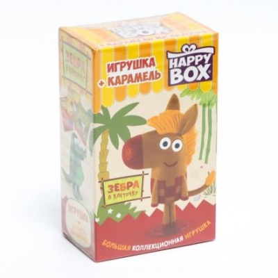 Набор Happy Box зебра в кеточку фигурка + карамель 30г