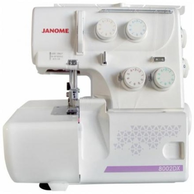 Оверлок Janome 8002D , 8 операций, 4/3 нити, 1300 ст/мин, бело-розовый