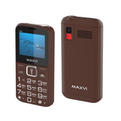 Сотовый телефон Maxvi B200, 2", 0.3 Мп, 2 sim, microSD, FM, фонарик, 1400 мАч, коричневый