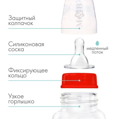 Бутылочка для кормления детская приталенная, 150 мл, от 0 мес., цвет красный