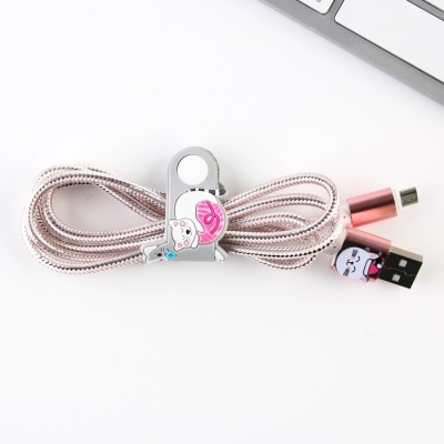 Набор держатель для провода+кабель micro USB «Котики», 1А, 1м