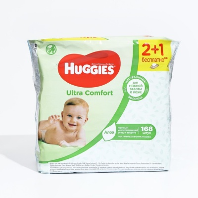 Cалфетки влажные Huggies Ultra Сomfort детские Алоэ 168 шт.