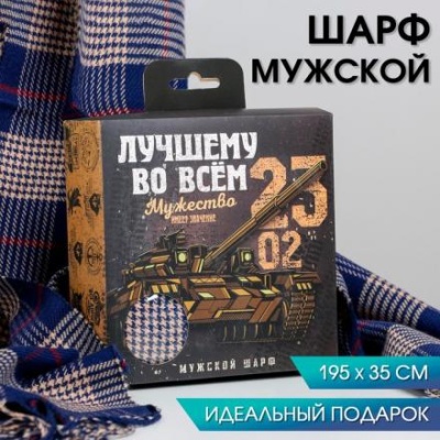 Мужской шарф в подарочной коробке "Лучшему во всем", 195х35 см