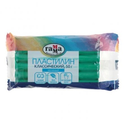 Пластилин 50 г, "Гамма" "Классический", зелёный