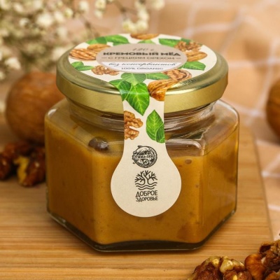 Кремовый мёд ORGANIC,с грецким орехом, 120 г.