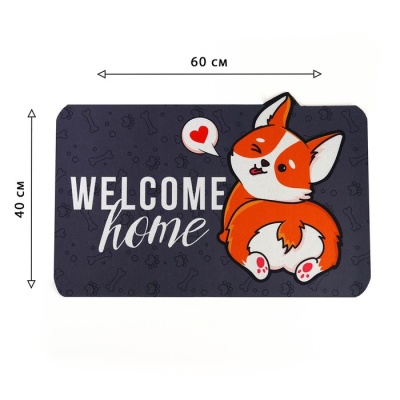 Коврик придверный Welcome home корги, 40 х 60 см