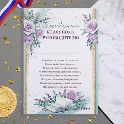 Благодарность "Классному руководителю!" книга, 21,6х30,3 см