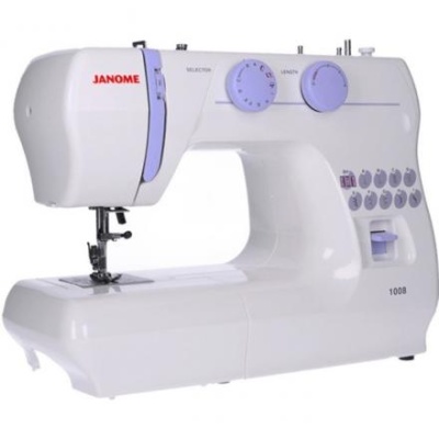 Швейная машина Janome 1008, 60 Вт, 10 операций, полуавтомат, белая