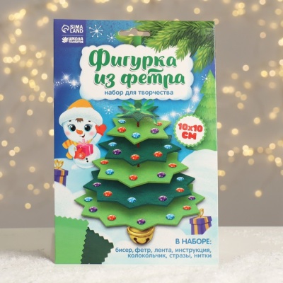 Новогодняя игрушка из фетра "Елочка с колокольчиком"