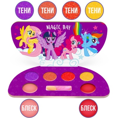 Набор косметики My Little Pony тени 4 цвета по 1,3 гр, блеск 2 цвета по 1 гр