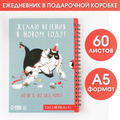 Ежедневник в подарочной коробке «Это не я, это дед мороз», А5, 60 листов, на гребне