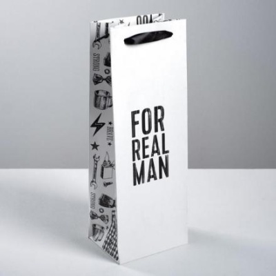 Пакет под бутылку «For real man», 36 × 13 × 10 см