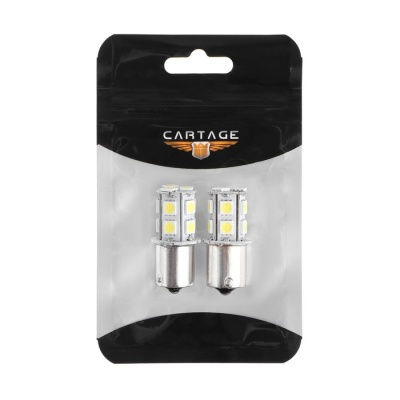 Автолампа светодиодная Cartage, P21/W, 12 В, 13 SMD-5050, свет красный, набор 2 шт