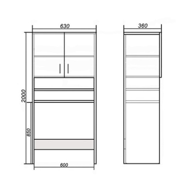 Шкаф Комби 60, 63 х 36 х 200 см