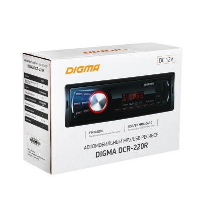 Автомагнитола Digma DCR-220R 1DIN, 4 x 45 Вт, USB, SD, AUX