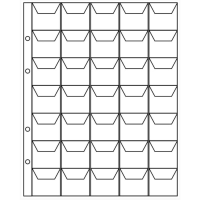 Лист для монет, формат Оптима, 200 х 250 мм, на 35 ячеек 35 х 35 мм