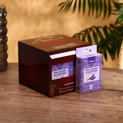 Благовония NAG CHAMPA "Tulasi" 15 аромаконусов Lavender