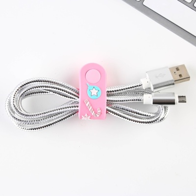 Набор держатель для провода+кабель micro USB «С новым годом», 1А, 1м