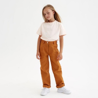 Брюки для девочки MINAKU: Casual collection KIDS, цвет рыжий, рост 140 см