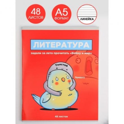 Предметная тетрадь, 48 листов, «ПЕРСОНАЖИ», со справочными материалами «Литература», обложка мелованный картон 230 гр., внутренний блок в линейку 80 гр., белизна 96%