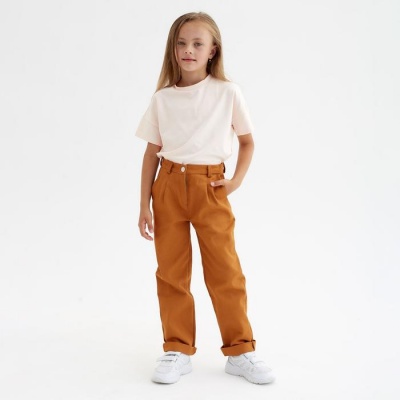 Брюки для девочки MINAKU: Casual collection KIDS, цвет рыжий, рост 140 см