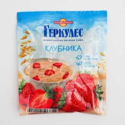 Каша б/п РУССКИЙ ПРОДУКТ овсяная Геркулес с клубникой 35г