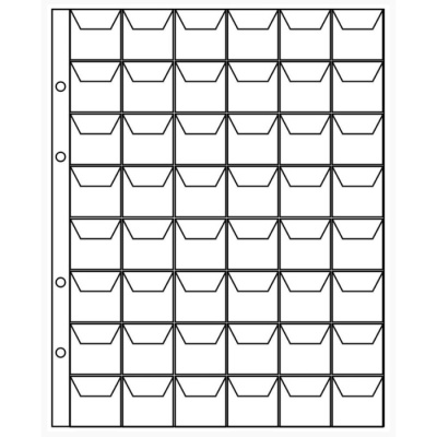 Лист для монет, формат Оптима, 200 х 250 мм, на 48 ячеек 28 х 28 мм