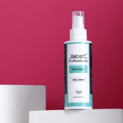 Антисептик спиртовой для рук и ногтей Gel*off Sanitizer с антибактериальным эффектом, 150 мл