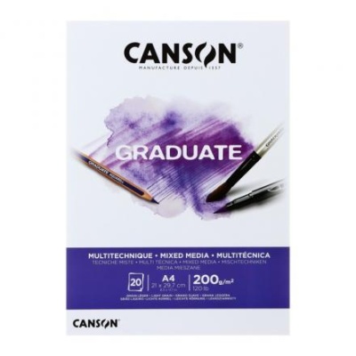 Альбом CANSON Graduate Mix Media, А4, 20 листов, на склейке, белый, 200 г/м2