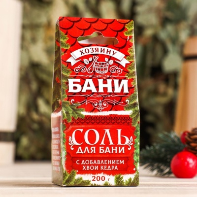 Соляной брикет "Хозяину бани" кедр, 200 гр