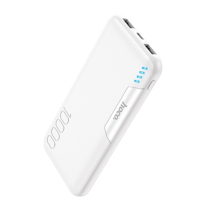 Внешний аккумулятор Hoco J82, Li-Pol, 10000 мАч, microUSB/Type-C - 2 А, 2 USB - 2 А, белый